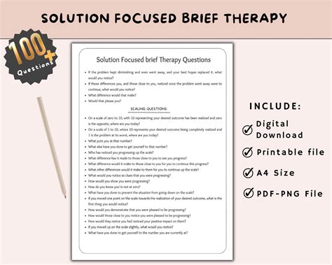 Solution Focused Brief Therapy Cheat Sheet SFBT Therapist Questions