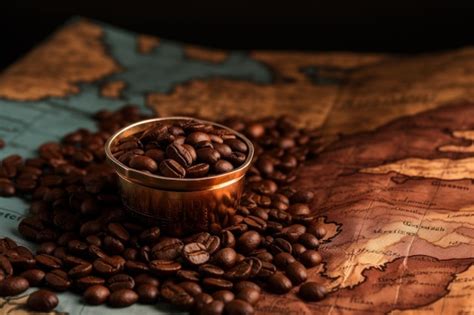 Premium Ai Image International Coffee Day Coffee Cups On The World Map