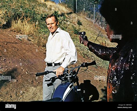 The Omega Man From Left Charlton Heston Rosalind Cash 1971 Stock