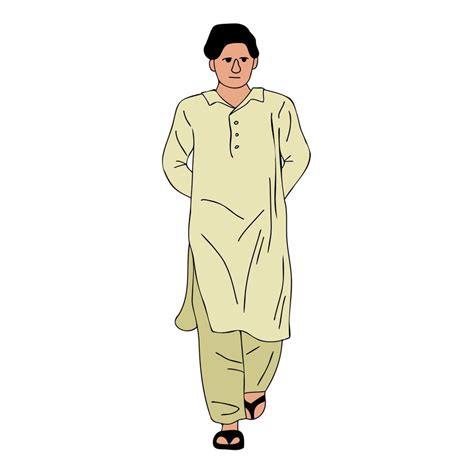 Young Pakistani Man Wearing Shalwar Kameez Kurta South Asia