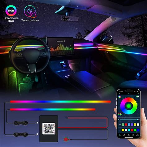 Acrylic Interior Car LED Strip Light With Wireless APP RGBIC