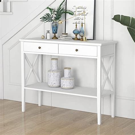 ChooChoo Console Table With Drawers Narrow Wood Accent Sofa Table