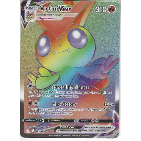 Pokemon Trading Card Game 165163 Victini Vmax Rare Rainbow Card