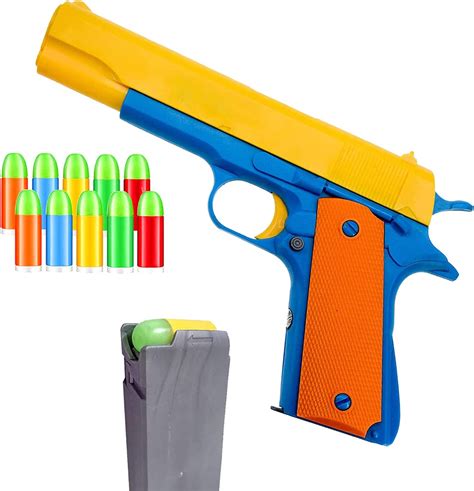 Pinovk Classic Colt 1911 Toy Gun With Soft Bullets Ejecting Magazine