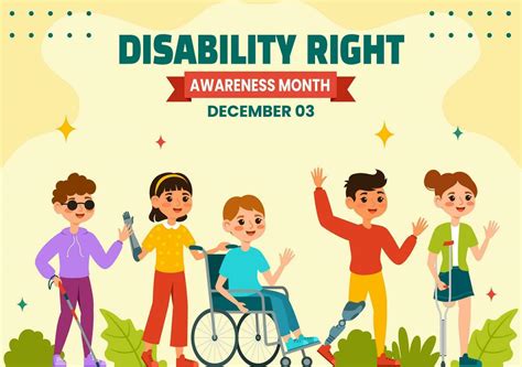 Disability Rights Awareness Month Social Media Background Flat Cartoon