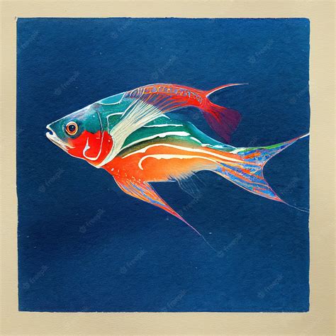 Premium Photo | Watercolor of a fish animal hand draw watercolor