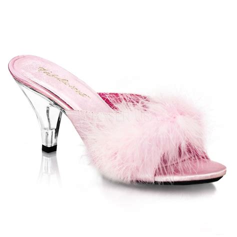 Pleaser Womens Sexy High Heels Marabou Pink Feather Slippers Evening 3 Shoes Pink Feathers