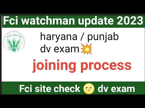 Fci Watchman Punjab Haryana Official Notice Check Fci Watchman Dv Exam