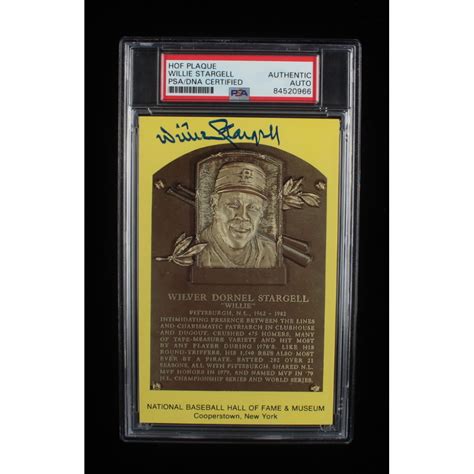 Willie Stargell Signed Hall Of Fame Plaque Postcard PSA Pristine