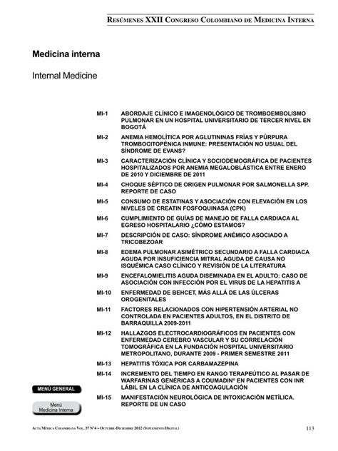 Pdf Medicina Interna Acta M Dica Colombiana Mi Abordaje Cl Nico