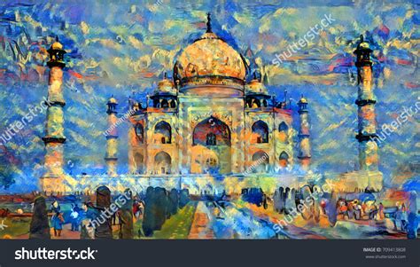 Oil Painting Artwork Taj Mahal India Stock Illustration 709413808 | Shutterstock