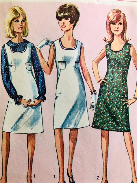 1965 Simplicity Pattern 6319 Teens And Junior Dress Or Jumper And