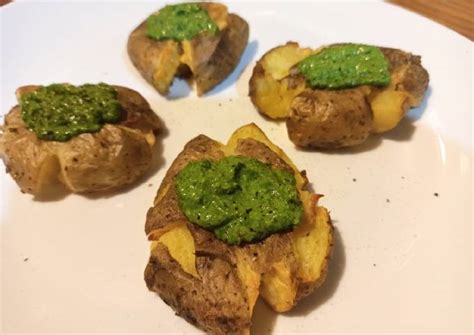 Papas aplastadas en freidora de aire Receta de Julieta Luján Cookpad