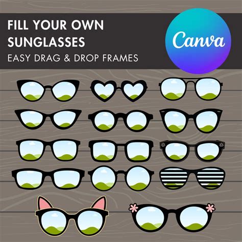 Design Your Own Sunglasses Canva Frames Editable Eyeglasses Etsy