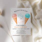 Ice Cream Gender Reveal Party Invitation Zazzle