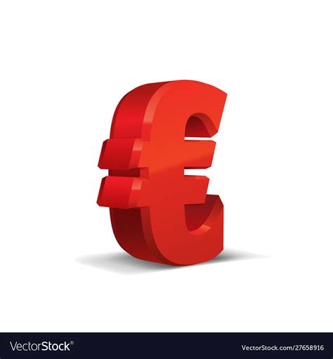 Red Metall D Euro Sign Currency Symbol Royalty Free Vector