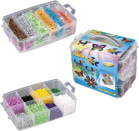 Hama Perlen 6751 Set große Box mit ca 12 000 bunten Midi Bügelperlen