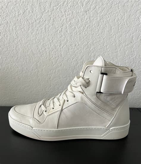 Gucci Gucci Men’s White Leather Gucci Logo Strap High Top Sneakers ...