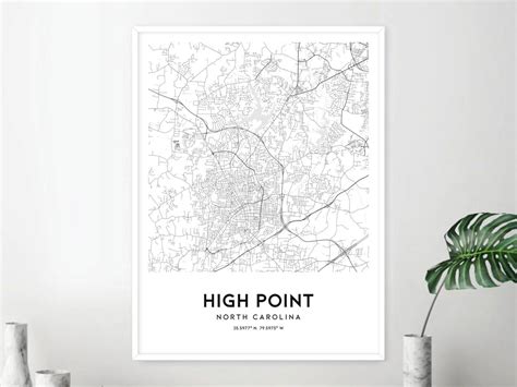 High Point Map Print High Point Map Poster Wall Art Nc City Map