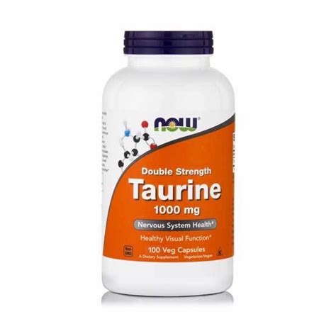 Now Double Strength Taurine 1000mg 100 Veg Capsules Medone