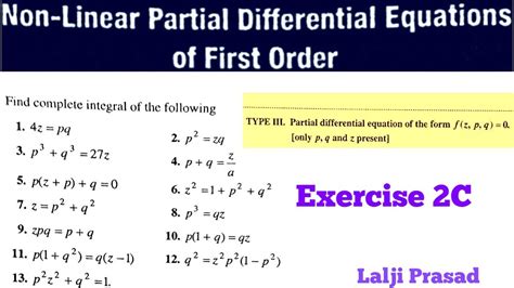 Non Linear Partial Differential Equation Of First Order Exercise 2c Non Linear Standard Form