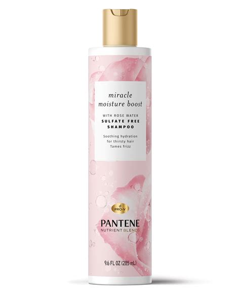 Pantene Nutrient Blends Miracle Moisture Boost Rose Water Shampoo For Dry Hair Sulfate Free 9