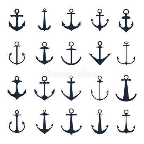 Iconos Del Ancla Vector Las Anclas Del Barco Aisladas En El Fondo