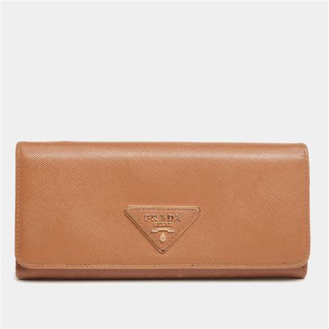 Prada Caramel Saffiano Leather Flap Continental Wallet Prada The