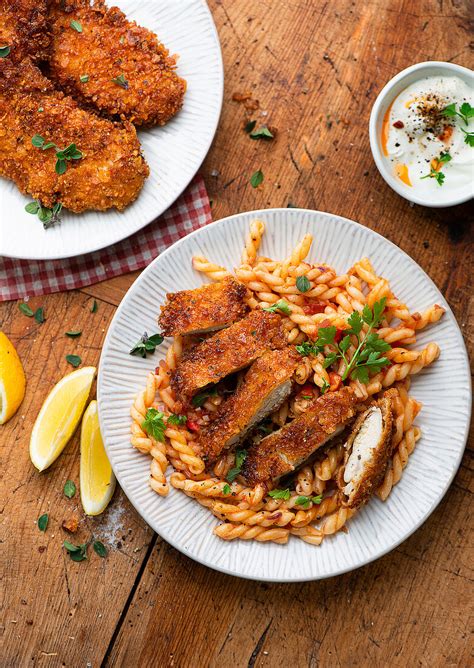 Chicken Escalope With A Pasta Salad License Images 13179177 Stockfood