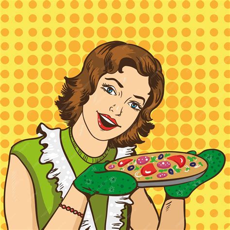 Premium Vector | Woman cooking pizza at home Vector illustration in