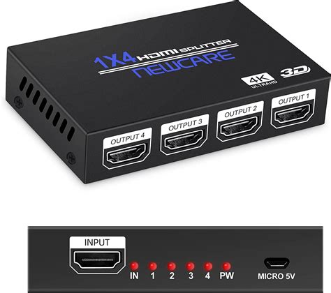 NEWCARE 4K HDMI Splitter 1x4 Supports Full HD1080P 4K And 3D