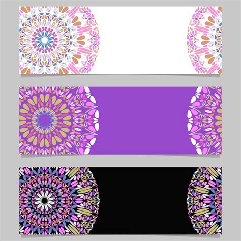 Fondo de banner de mandala floral establecido gráficos vectoriales