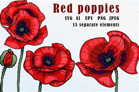 Red Poppies Clipart Graphic by BelousovaEsha · Creative Fabrica