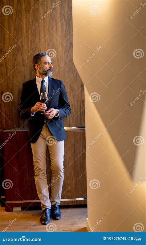 Handsome Man With Glass Of Red Wine Stock Image Image Of Handsome