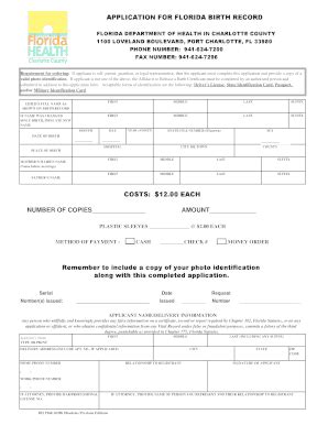 Florida Birth Certificate Application Form Pdf Fill And Sign