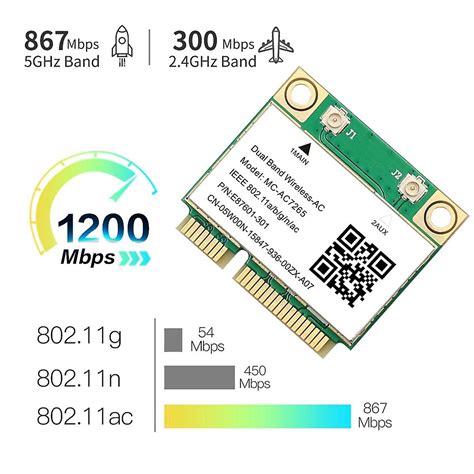 Mbps Bluetooth Mini Pci E Wifi Card Ac Wireless Network