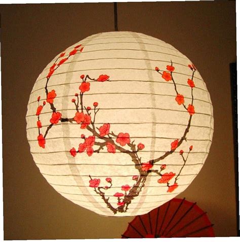 Ruluti Cm Lanternes Japonaises En Fleur De Prune Rond Lampe De Papier