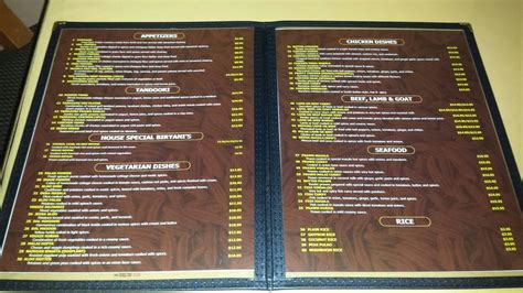 Menu at Masala Hut pizzeria, Calgary