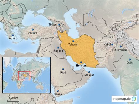 StepMap Strasse von Hormus Iran Landkarte für Welt