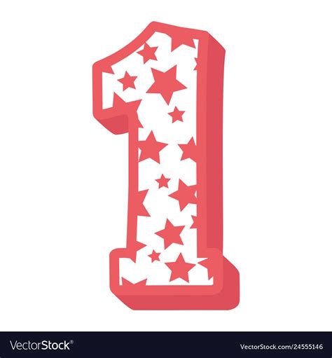 Cute Number One With Stars Pattern Royalty Free Vector Image