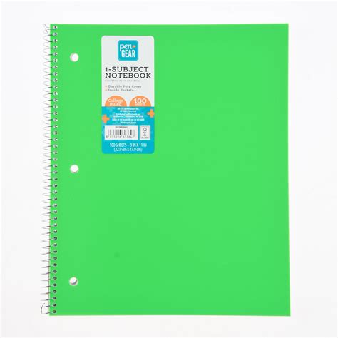 Pen Gear Subject Notebook College Ruled Sheets Green