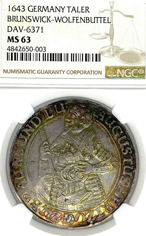 German States Brunswick Wolfenbuttel Taler Coin Thaler Ngc Ms