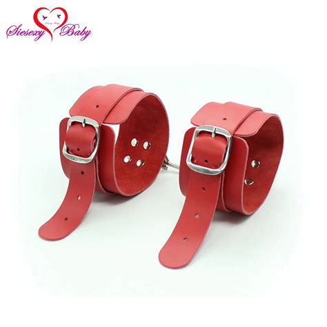 Red Soft Faux Leather Handcuffs Restraints Sex Bondage Ankle Cuffs