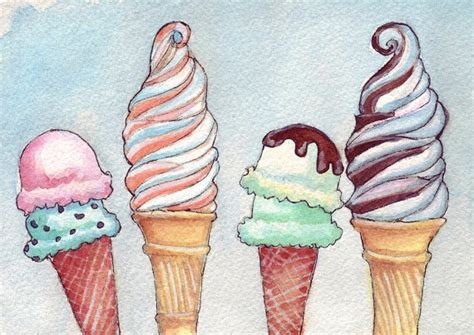 This Whimsical Ice Cream Cone Watercolor Print Makes Us Long For Summer