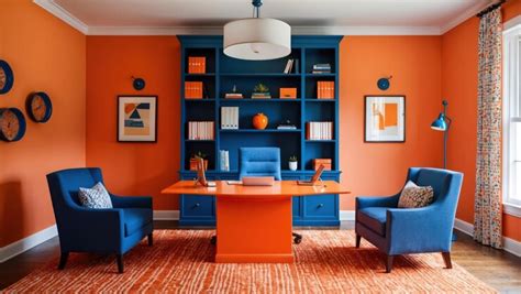 Premium Photo A Modern Vibrant Office Space With Orange And Blue