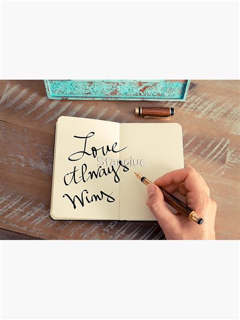 Motivational Concept With Handwritten Text Love Always Wins Poster By