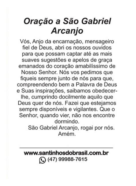 Oração A São Gabriel Arcanjo I Santinhos Do Brasil