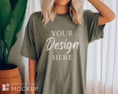 Comfort Colors C1717 Moss Shirt Mockup Tshirt Mockup Green Etsy