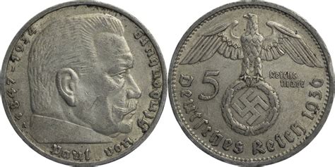 Drittes Reich Reichsmark A Hindenburg Kursm Nze Vf