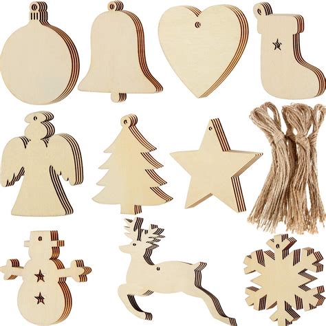 GLiving Christmas Wooden Ornaments Unfinished Wood Slices Craft Wood